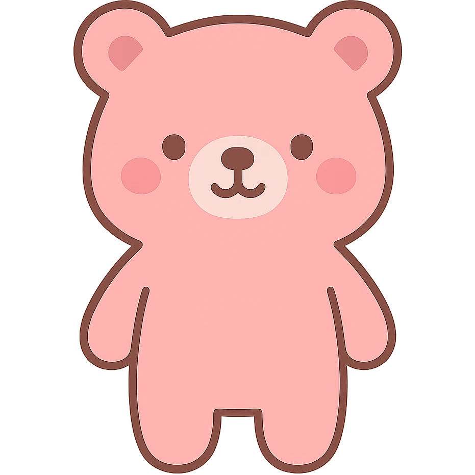 flat toon style cute pink bear emoji