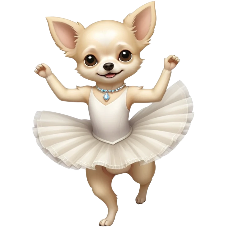 White hairy elegant chihuahua dancing classic ballet emoji