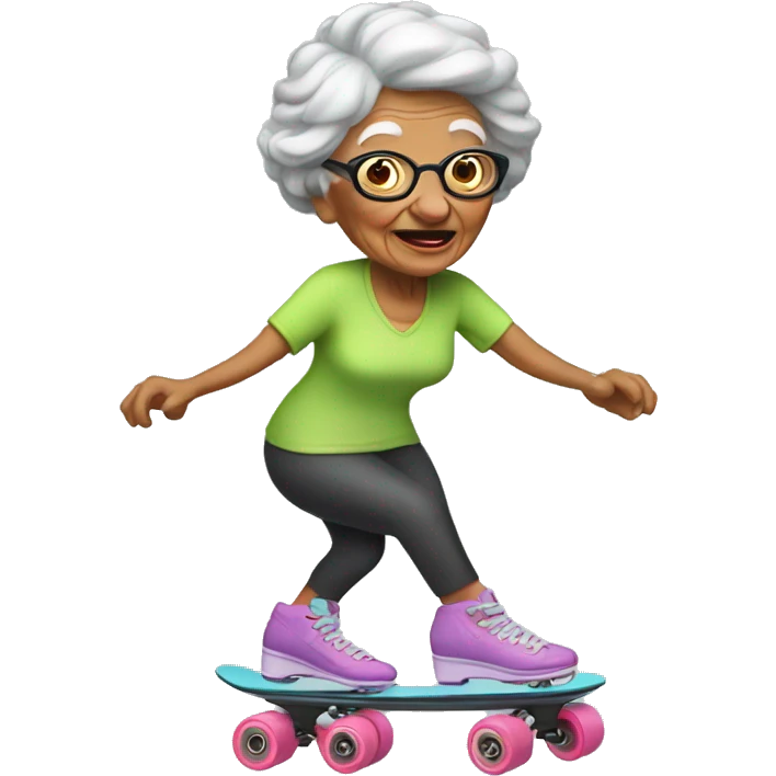 Rollerskating grandma emoji