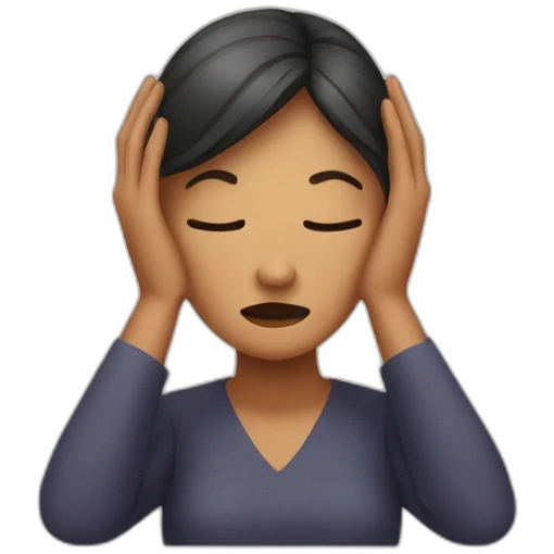 woman holding head stressed emoji