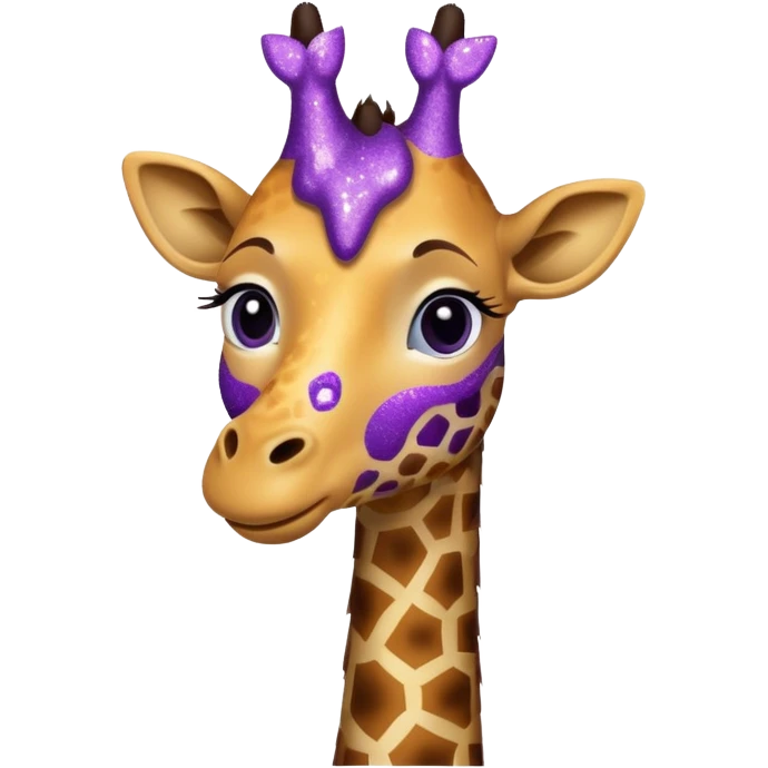 Girafa com colar roxo com glitter emoji