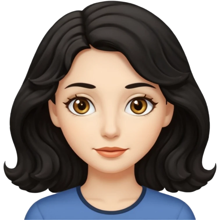 Beyaz tenli çıplak kadınsiyah dalgalı saçı olan çekik gözlü   emoji