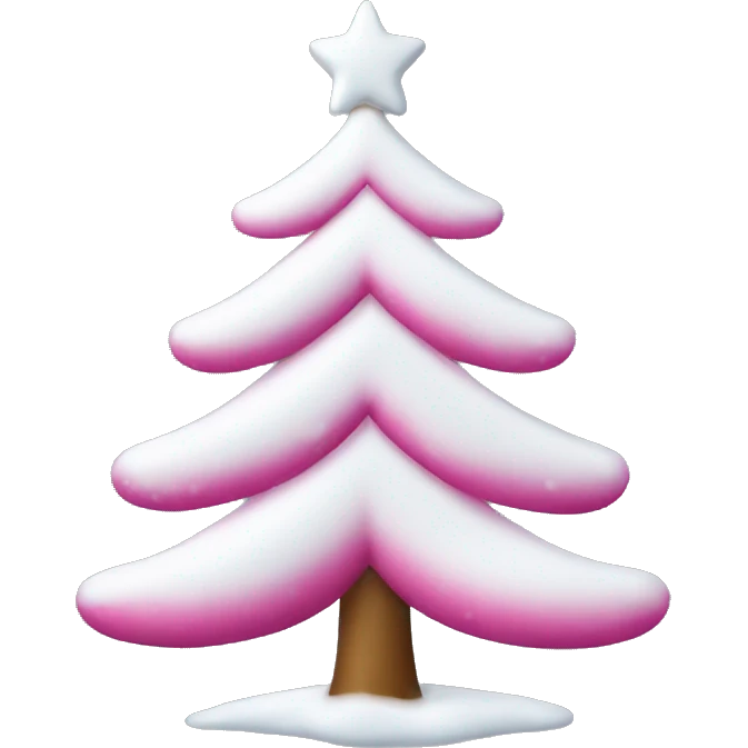 christmas tree with snow and pink ornaments  emoji