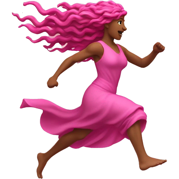 pink Pagan spring goddess sprinting, with a large stride and arms outstretched emoji