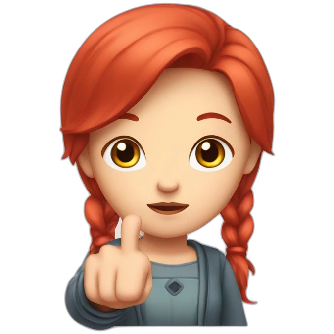 kawai girl with thumb down with red hair emoji