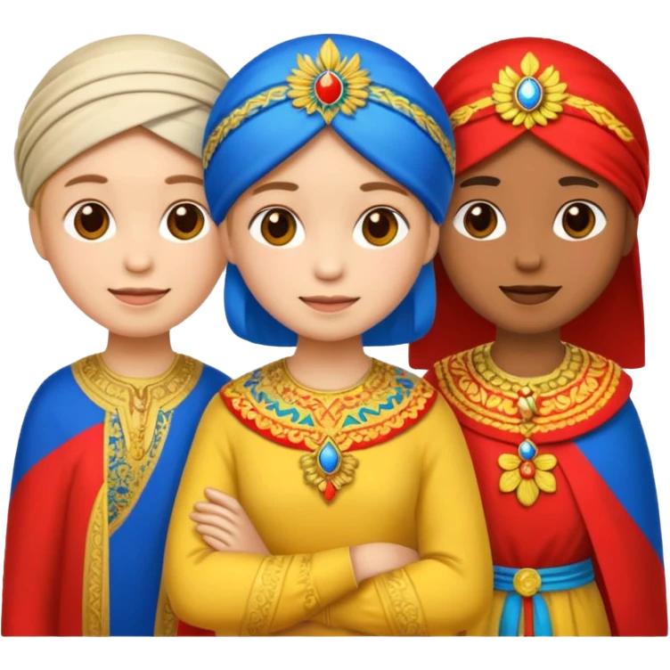 Emoji symbolizing three different cultures of Russia (for example, Russian, Tatars, Bashkirs) emoji