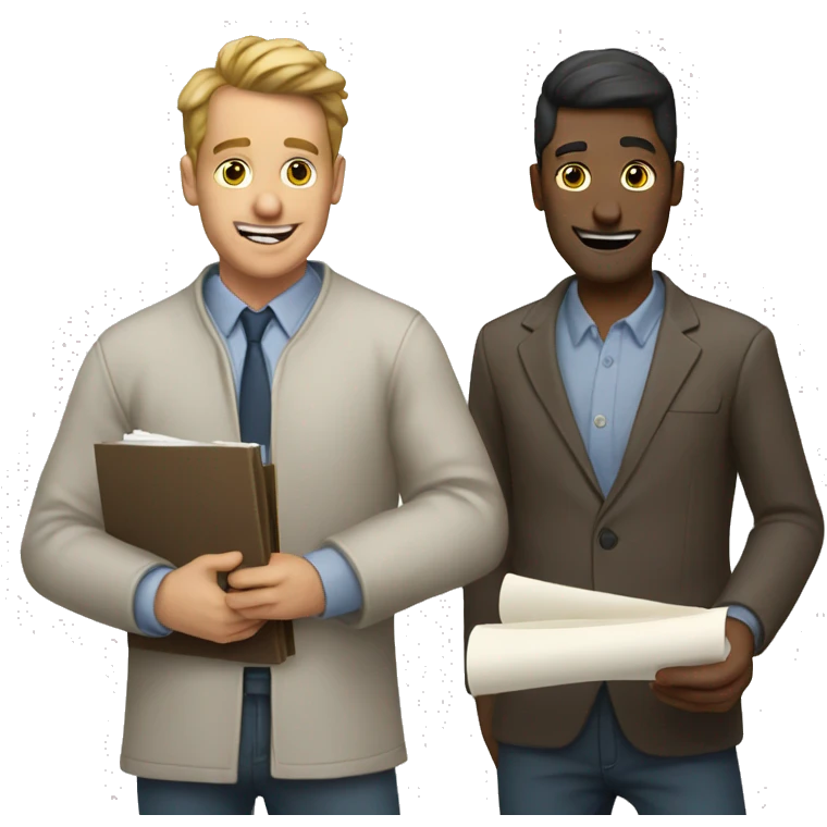 two guys with documents in their hands emoji