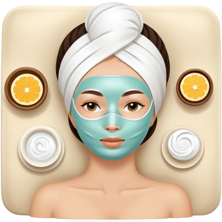 Lady with face mask spa beauty full face relaxing emoji
