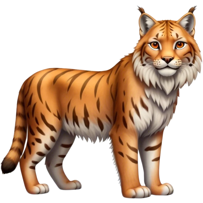 Lynx, full body in the style of the apple tiger and lion, realistic, friendly, snow, without beard emoji