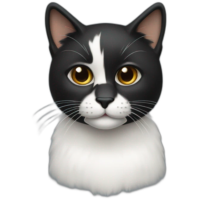Gato peludo preto e branco emoji