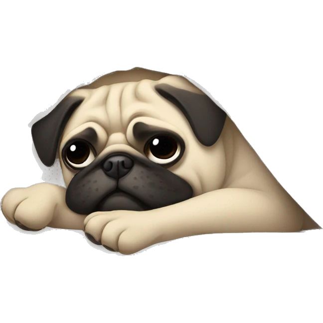 pug sleeping in bed emoji