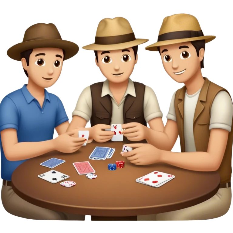 Man plays cards with friends  emoji