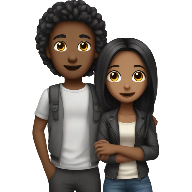 Cute teen couple the boy is a dread head, and the girl has black straight hair emoji