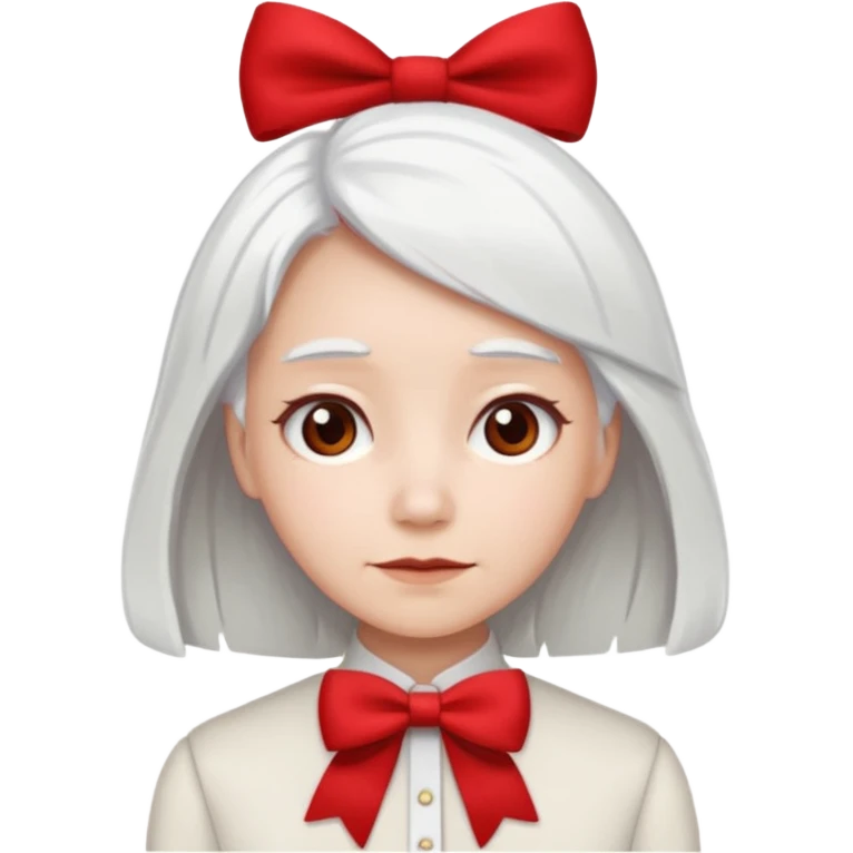 back view of white hair with red bow emoji
