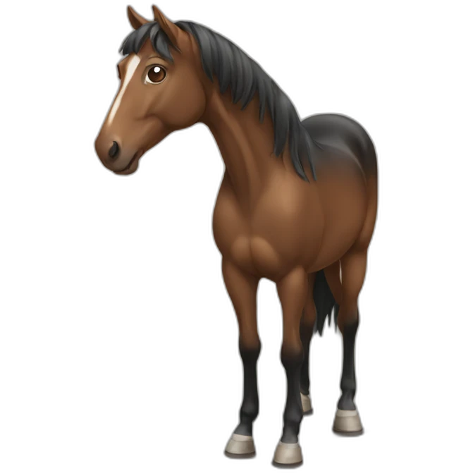 A horse wearing a short emoji