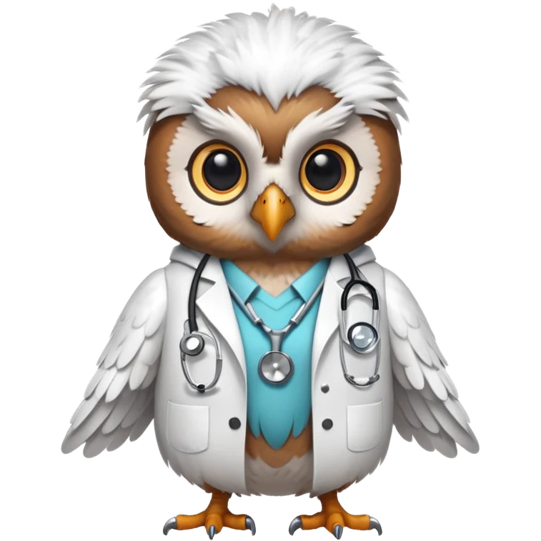Twilio owl wearing doctor outfit with stethoscope and white coat emoji