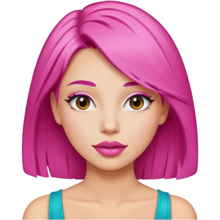 woman Pink lips, deifferent hair. emoji