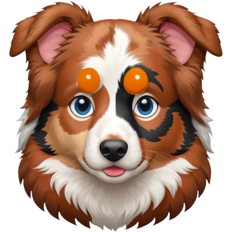 Red merle australian shepherd with blue eyes emoji | AI Emoji Generator