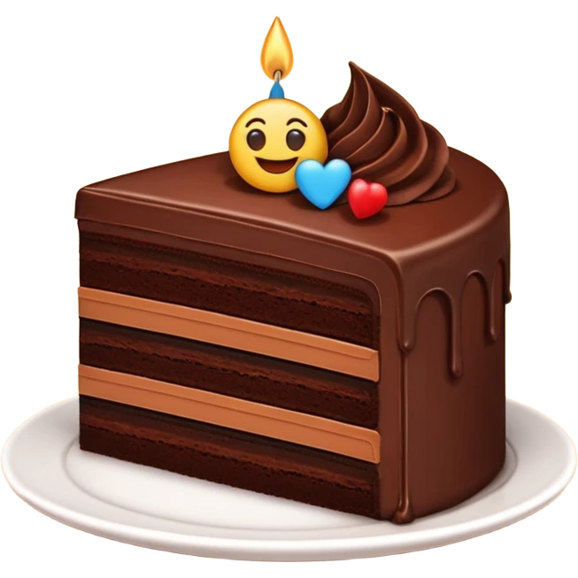 slice of chocolate cake with chocolate layers, no face, emoji style emoji