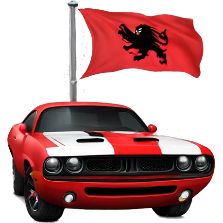 Do a dodge a hellcat with an albanian flag on top of it emoji