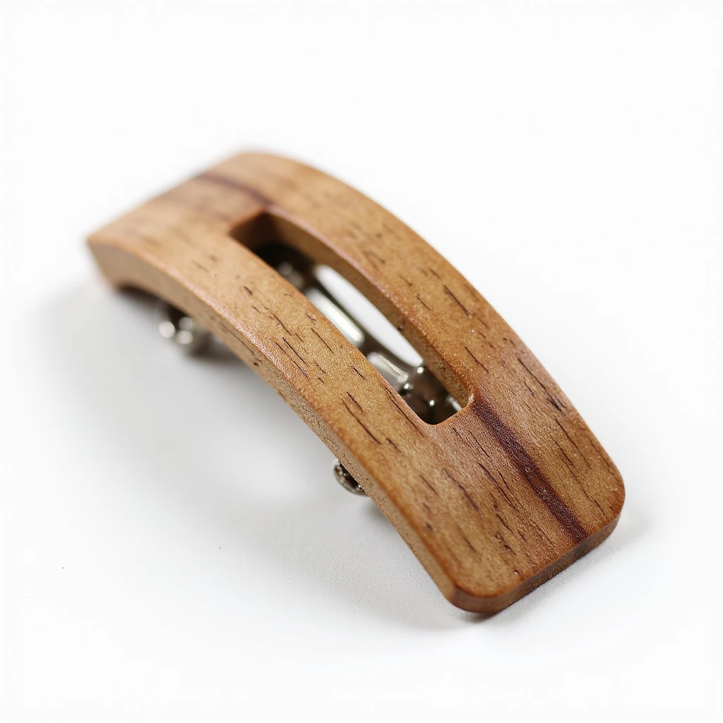 realistic hairclip made of wood material, photorealistic, isolated, no hair, neutral background emoji
