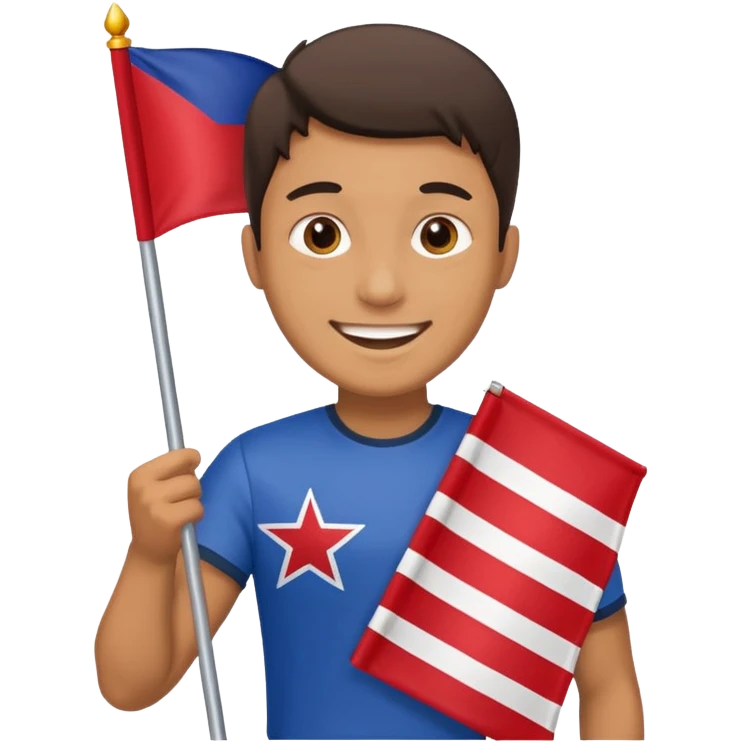 Man standing and holding a flag emoji
