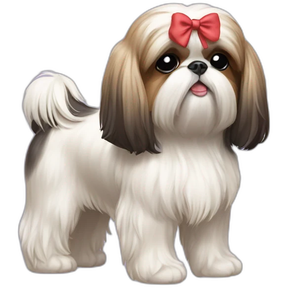 Dog Shih Tzu with a bow on head full-body emoji