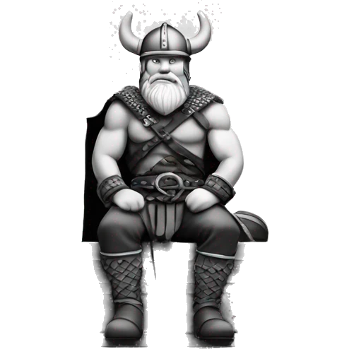 Viking sitting on ledge Black and whi emoji