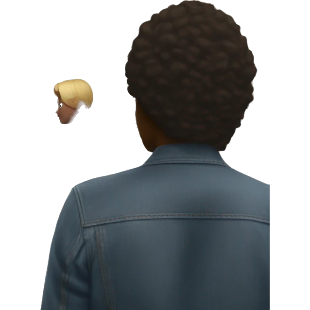 person with their back turned looking at art on the wall emoji