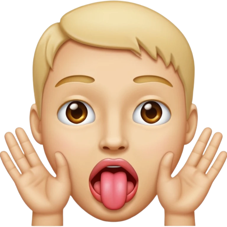 face sticking out a tongue with hands going to the side of face emoji