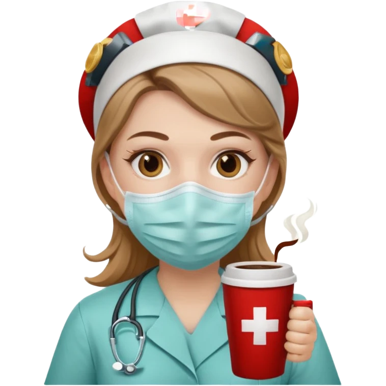 Nurse with coffee emoji