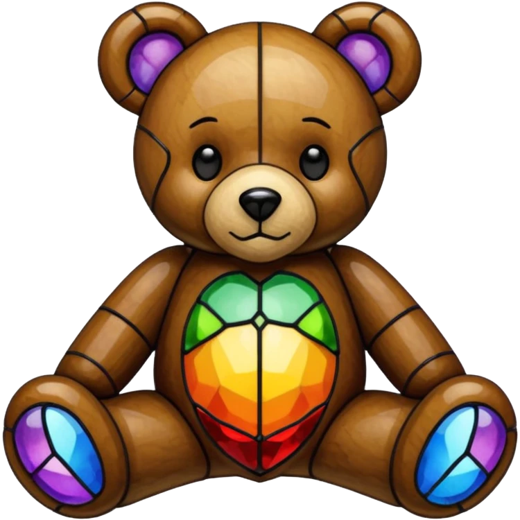 Stained glass teddy bear emoji