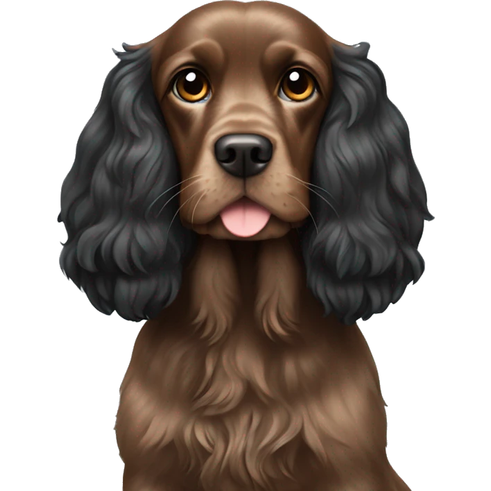 Black cocker spaniel long haired on the head  emoji