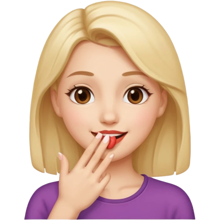 une fille qui envoie un bisou, visage souriant, main devant la bouche, simple et expressif emoji