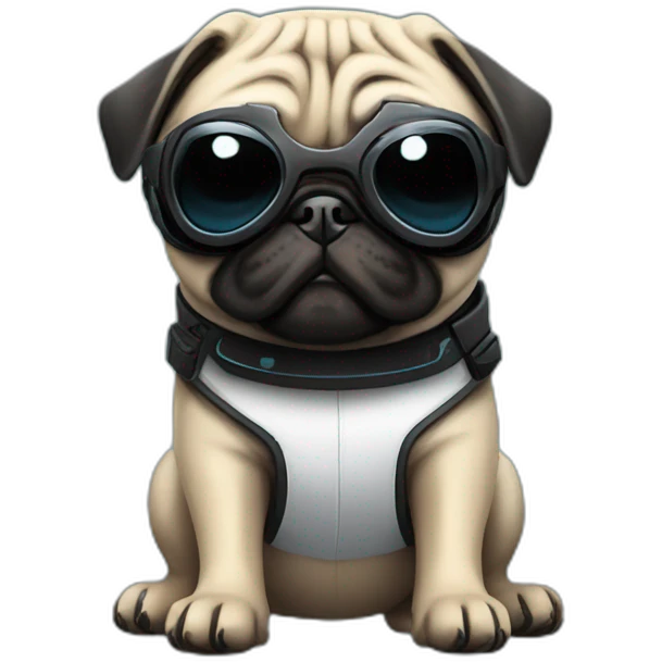 pug with black sunglasses and wearing a cyberpunk suit emoji