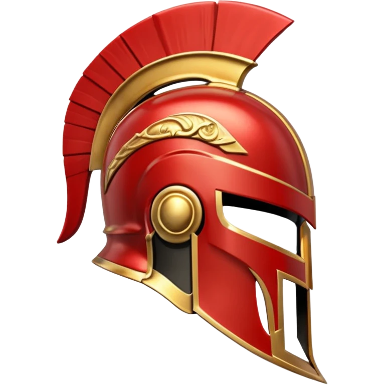 Side view of a gold and red Spartan helment emoji