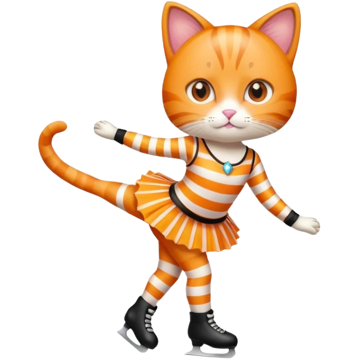 orange striped cat figure skating sparkle outfit emoji