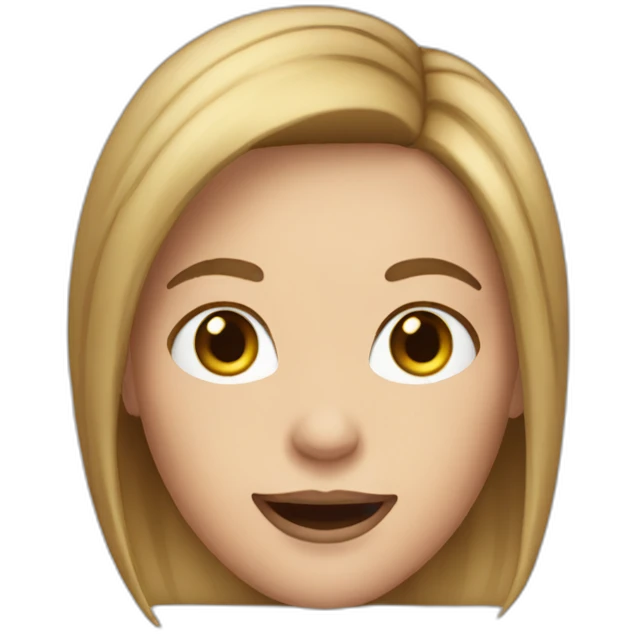 A White Woman with big mouth and pixie straight dará brown hair emoji