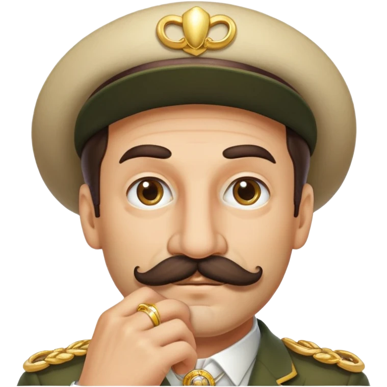 italian man Luigi Mangione with mustache wearing a large gold wedding band emoji