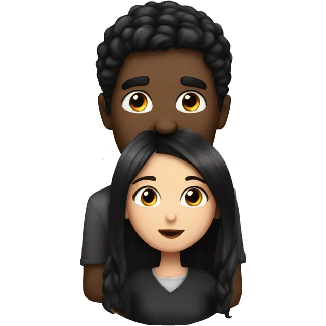 European man with Black Haie kissed a european Girl with black hair  emoji