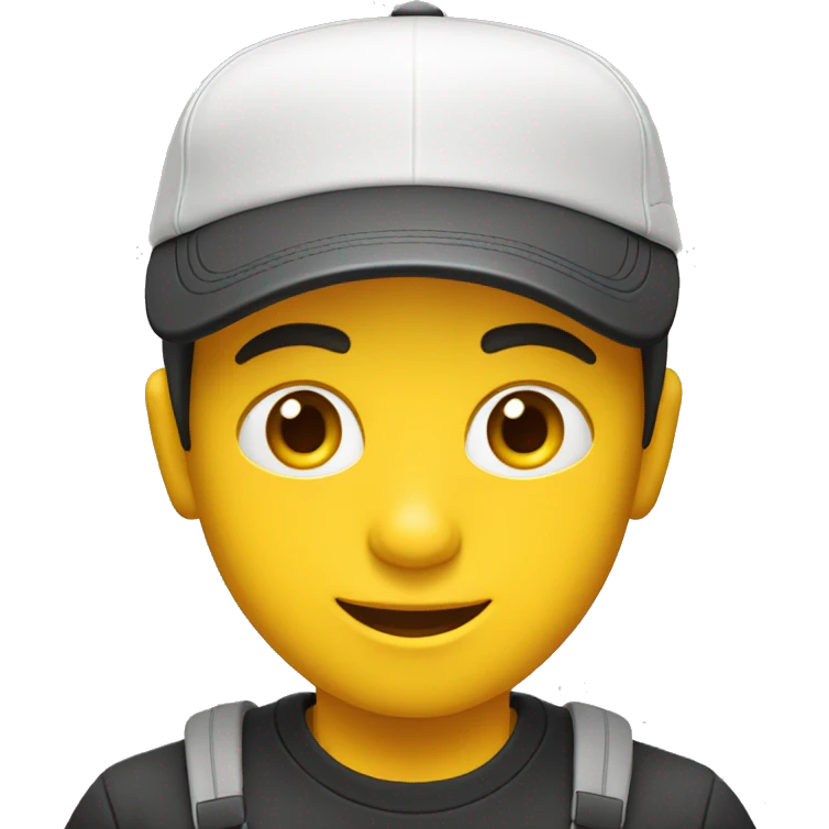 Niño blanco saludndo con gorra amarilla emoji