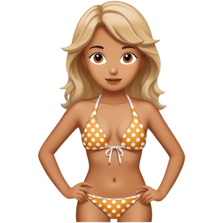 girl frog wearing a polka dot bikini on beach emoji