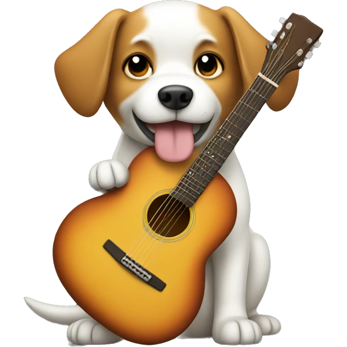 Dog holding guitar  emoji