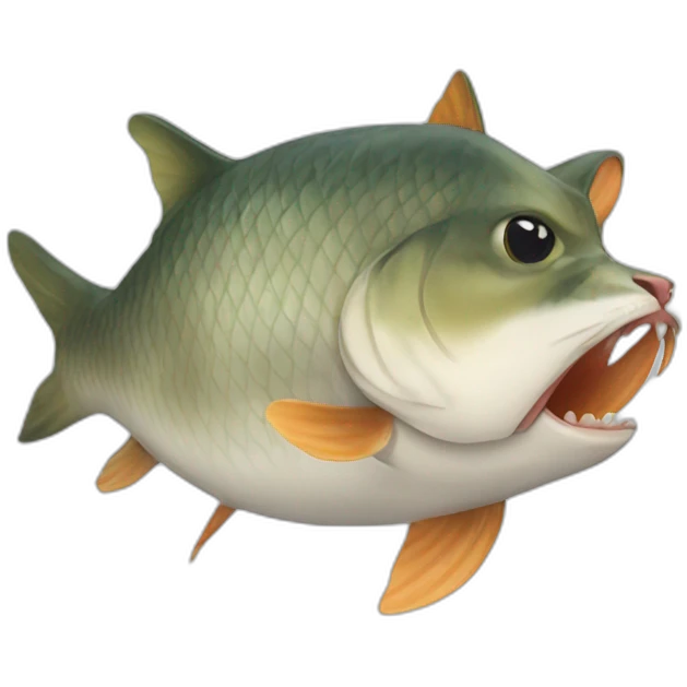 Cat eating big fish emoji