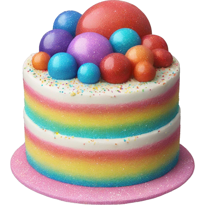 Realistic cake with colorful glitter emoji