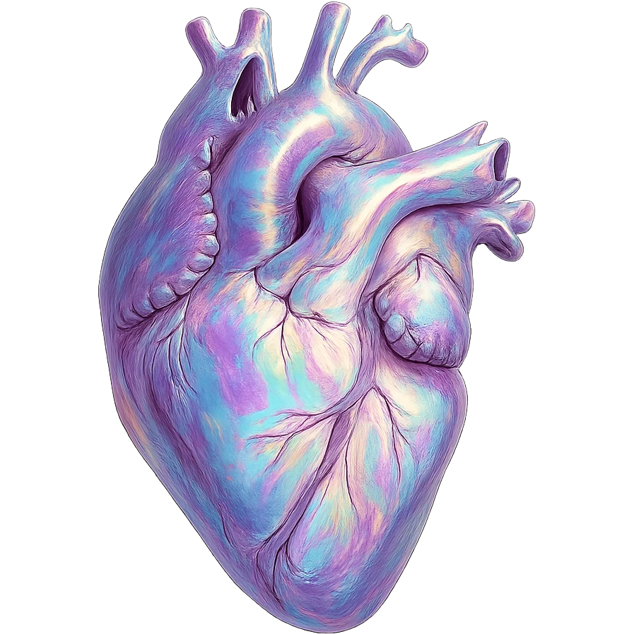 heart with a holographic shimmer, realistic digital art style, no background emoji