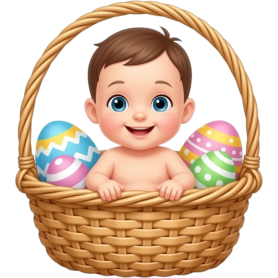 Baby sitting in an Easter basket emoji