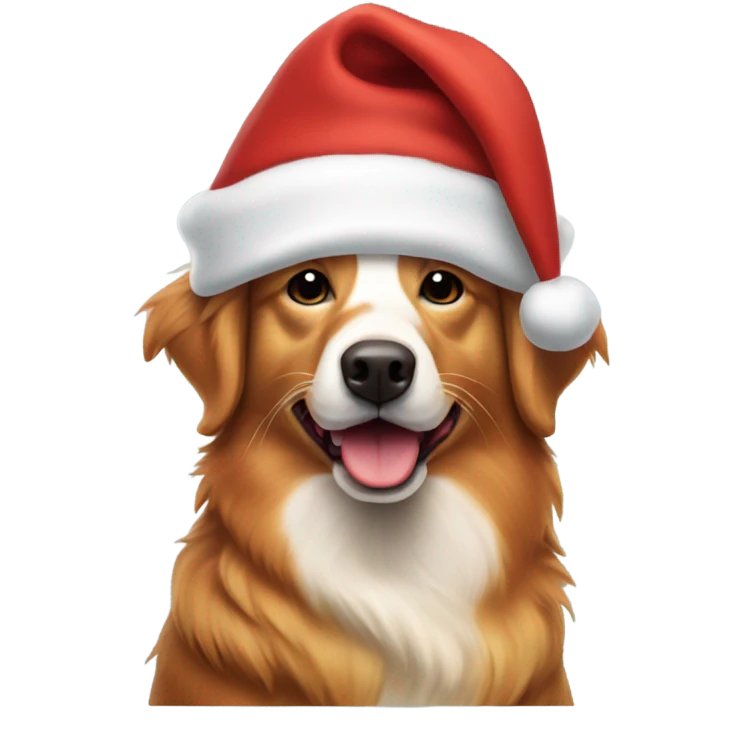 Duck tolling retriever in a Santa hat emoji