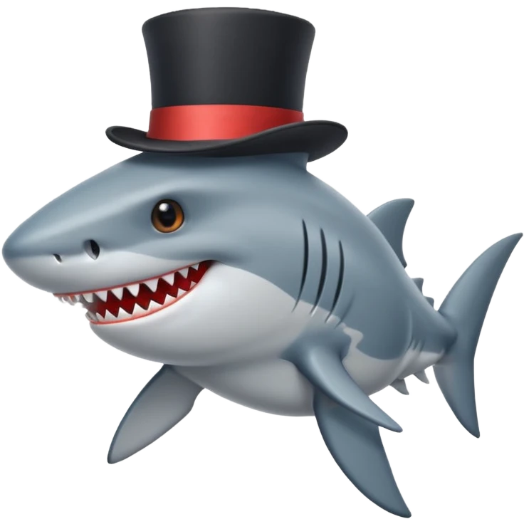 Shark with a top hat emoji