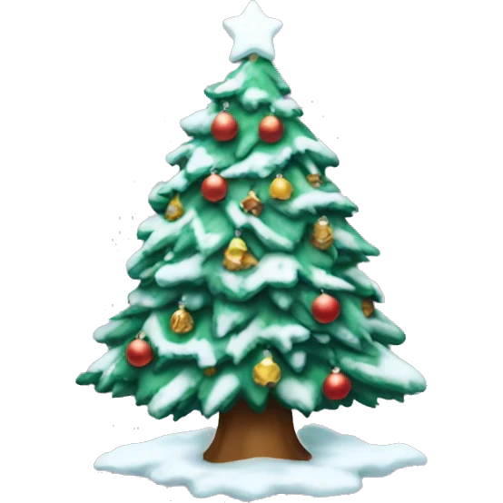 A snowy crazy Christmas tree emoji